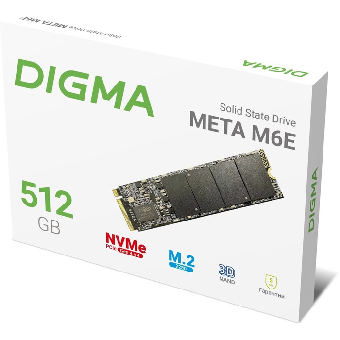 Накопитель SSD Digma PCIe 4.0 x4 512GB DGSM4512GM6ET Meta M6E M.2 2280 - фото 51589819