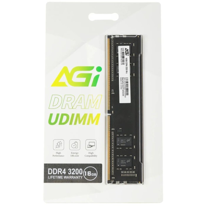 Память DDR4 16GB 3200MHz AGi AGI320016UD138 UD138 RTL PC4-25600 DIMM 288-pin 1.2В Ret - Фото 1