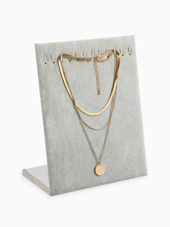 Подставка для кулонов, цепочек, браслетов QF, 12 крючков 20×10×25 см, бархатная, серая - Фото 1