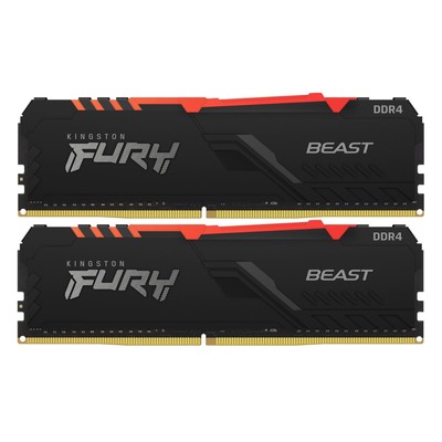 Оперативная память Kingston Fury Beast RGB KF432C16BB2AK2/16, DDR4, 16GB (2×8GB), 3200MHz, PC4-25600, CL16, RGB