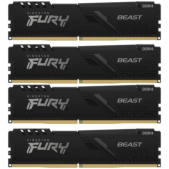 Память DDR4 4x8GB 3200MHz Kingston KF432C16BBK4/32 Fury Beast Black RTL Gaming PC4-25600 CL   106501 - Фото 1