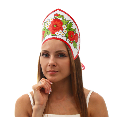 Кокошник «Маки в ромашках»