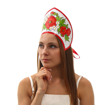 Кокошник «Маки в ромашках»