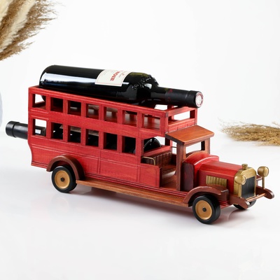 Фигурка дерево, держатель для бутылок «Автобус», красный