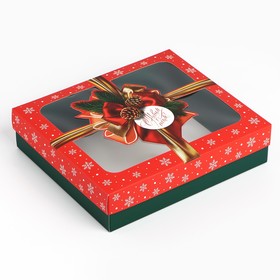 Коробка подарочная «С Новым годом», бант, 23.5 х 20.5 х 5.5 см, Новый год