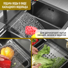 Кухонная мойка ZEIN M03, S=3.0 и 0.7 мм, смеситель, корзины, разделочная доска, сифон, графит - Фото 5