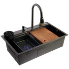 Кухонная мойка ZEIN M03, S=3.0 и 0.7 мм, смеситель, корзины, разделочная доска, сифон, графит - Фото 19