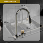 Кухонная мойка ZEIN M03, S=3.0 и 0.7 мм, смеситель, корзины, разделочная доска, сифон, графит - Фото 14
