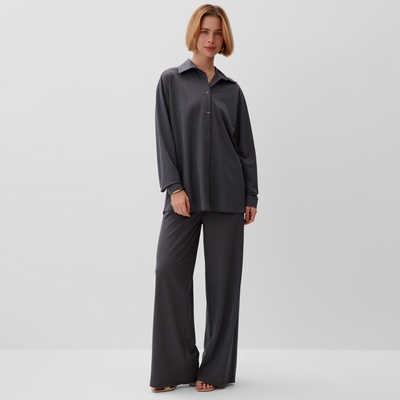 Костюм женский (рубашка, брюки) MINAKU: Home Collection, размер 48, графит