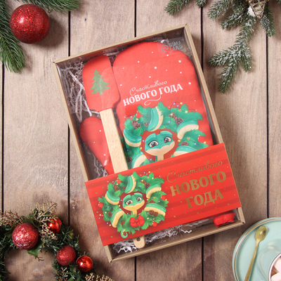 Набор подарочный новогодний Доляна «Змея», варежка-прихватка, лопатка силикон