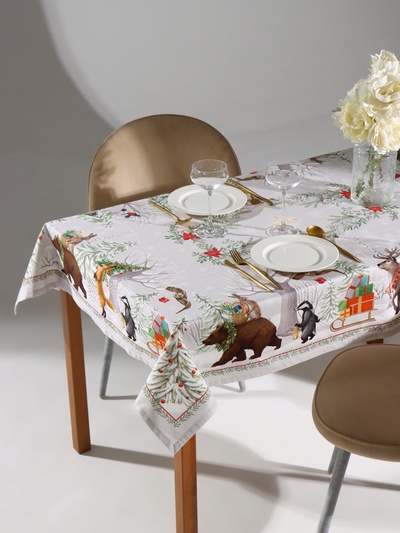 Скатерть «Этель. Новогоднее чудо», бежевая, 150×110 см ±3 см