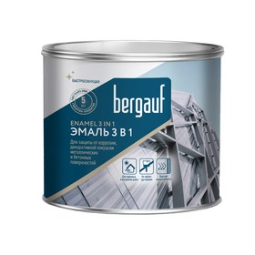 Грунт-эмаль 3 в 1 алкидно-уретановая BERGAUF белая, 1,8кг 10264413