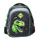 Рюкзак школьный 40х33х15см, эргономичная спинка, Across 410, серый/зеленый - фото 24639445