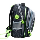 Рюкзак школьный 40х33х15см, эргономичная спинка, Across 410, серый/зеленый - фото 24639446