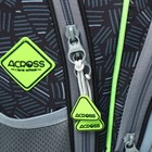 Рюкзак школьный 40х33х15см, эргономичная спинка, Across 410, серый/зеленый - фото 24639451