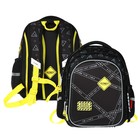Рюкзак школьный 40х33х15см, эргономичная спинка, Across 410, черный/желтый - фото 110681029