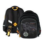 Рюкзак школьный 40х33х15см, эргономичная спинка, Across 410, черный/оранжевый - фото 110627308