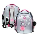 Рюкзак школьный 40х33х15см, эргономичная спинка, Across 410, серый/розовый - фото 321770234