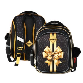 Рюкзак школьный 40х33х15см, эргономичная спинка, Across 410, черный/золотой