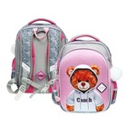 Рюкзак школьный 37 x 28 x 13см, эргономичная спинка, Across 557, серый/розовый - фото 321770318