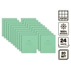 Комплект тетрадей из 20 штук, 24 листа в клетку КФОБ "Зелёная обложка", с таблицей умножения, 60 г/м2, блок офсет, белизна 100% - фото 321770745