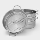 Мантоварка - пароварка KUKMARA, 5 л, d=28 см, 3 секции, стеклянная крышка, нержавеющая сталь - Фото 3