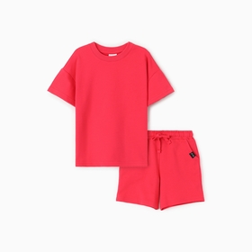 Комплект детский (футболка, шорты), цвет бубль-гум, рост 116 см