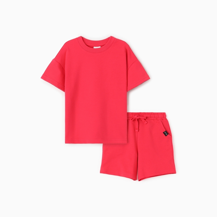 Комплект детский (футболка, шорты), цвет бубль-гум, рост 116 см - Фото 1