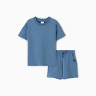 Комплект детский (футболка, шорты), цвет индиго, рост 128 см - фото 110690128