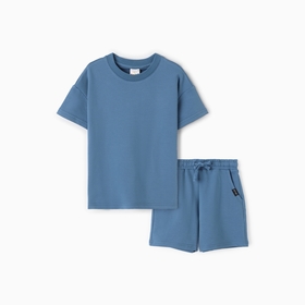 Комплект детский (футболка, шорты), цвет индиго, рост 146 см