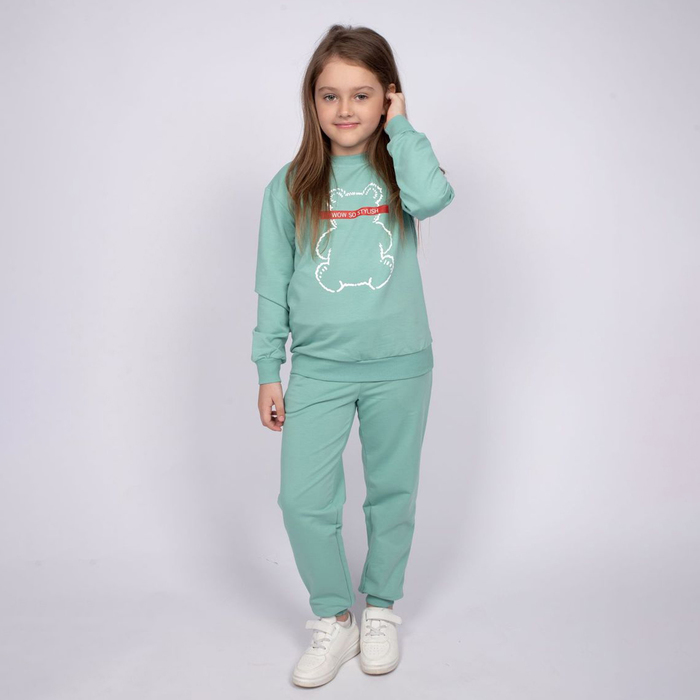 Комплект для девочки (джемпер, брюки), цвет пыльная мята, рост 110 см - Фото 1