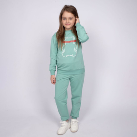 Комплект для девочки (джемпер, брюки), цвет пыльная мята, рост 128 см