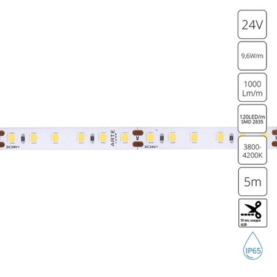 Светодиодная лента Arte Lamp Aqua Tape 24V 9,6Вт/м, 4000К, 5 м
