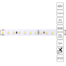 Светодиодная лента Arte Lamp Tape 48V 7,2Вт/м, 4000К, 5 м