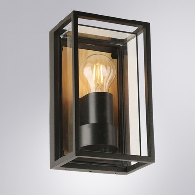 Уличный настенный светильник Arte Lamp Marfik A2322AL-1BR, E27, 15 Вт, 10х14х24 см, чёрный, бежевый