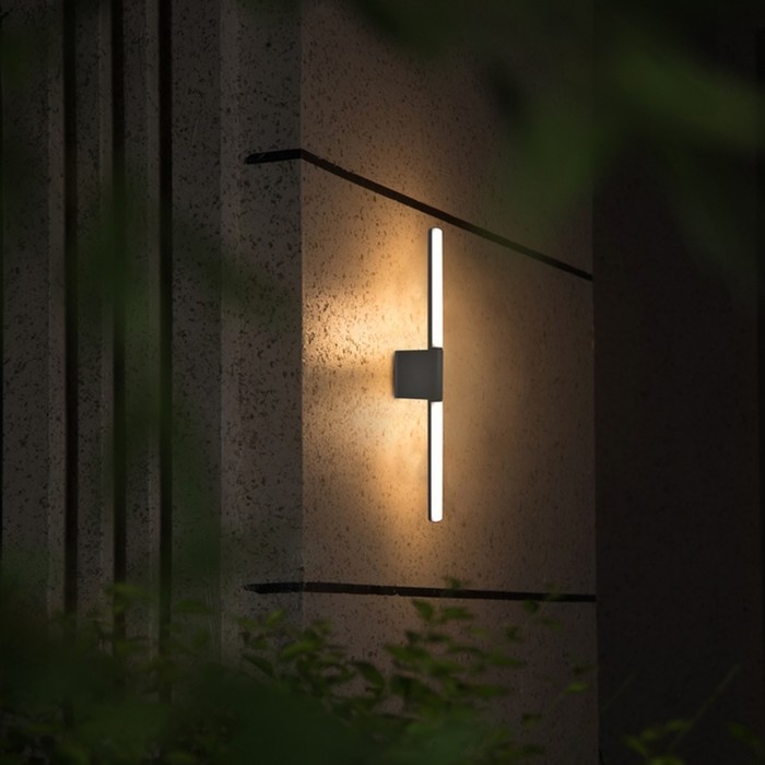 Уличный настенный светильник Arte Lamp Calamaro A5191AL-2BK, LED, 2х6 Вт, 8х10х55 см, 1000 Лм, чёрный - Фото 1