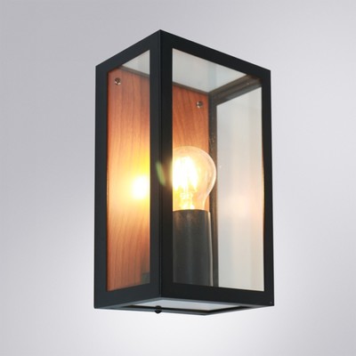 Уличный настенный светильник Arte Lamp Belfast A4569AL-1BR, E27, 60 Вт, 10х15х26 см, чёрный, коричневый