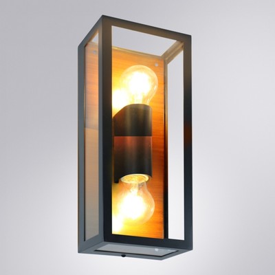 Уличный настенный светильник Arte Lamp Belfast A4569AL-2BR, E27, 2х60 Вт, 10х15х37 см, чёрный, коричневый
