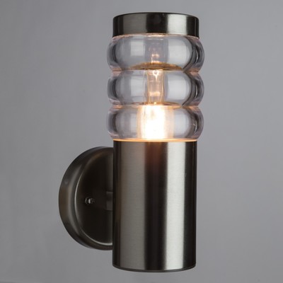 Уличный настенный светильник Arte Lamp Portica A8381AL-1SS, E27, 20 Вт, 9х14х23 см, серебристый