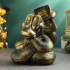 Копилка "Змея с пачкой денег" черная-золото, 20см - фото 321771819