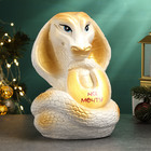 Копилка "Змея с подковой" белая-золото, 21см - фото 321771823