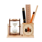 Песочные часы "Кленовый лист", сувенирные, с карандашницей, 10 х 13.5 см, белые - фото 321772595
