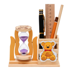 Песочные часы "Медвежонок", сувенирные, с карандашницей, 13.5 х 13.5 х 10 см, фиолетовые - фото 321772603