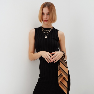 Платье женское вязаное MINAKU: Knitwear collection цвет черный р-р 42