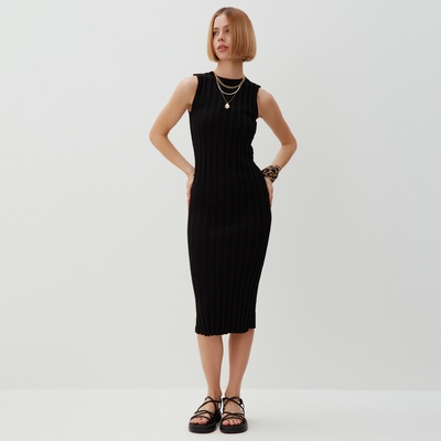 Платье вязаное миди женское MINAKU: Knitwear collection, чёрное, размер 48