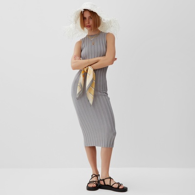 Платье вязаное женское MINAKU: Knitwear collection, серое, размер, 42