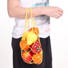 Авоська плетёная сумка 38 см, ручка 15 см, клетка 4 см, хлопок, жёлтая - Фото 3