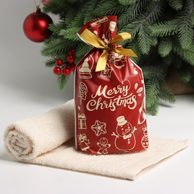 Полотенце махровое Экономь и Я Merry Christmas 30*60 см, цв. молочный, 100% хл, 340 г/м2