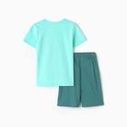 Комплект для мальчика (футболка/шорты), цвет мятный/зелёный, рост 128 см - фото 24654122