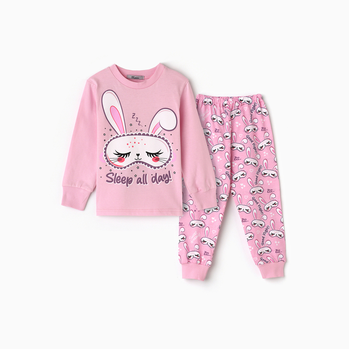 Пижама для девочки (футболка/брюки), цвет розовый, рост 110 см